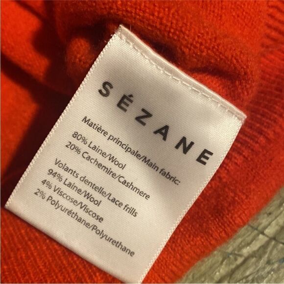 Sezane Red Ruffled Sweater M - Picture 6 of 6